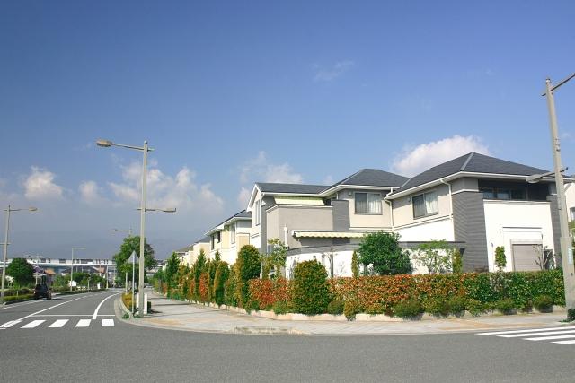 家、道路、フリー画像