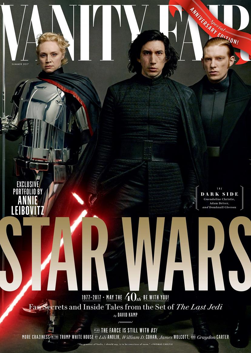 Vanity Fair Magazine (Summer, 2017) Star Wars: The Last Jedi The Dark Side General Hux (Domhnall Gleeson), Captain Phasma (Gwendoline Christie), Kylo Ren (Adam Driver)