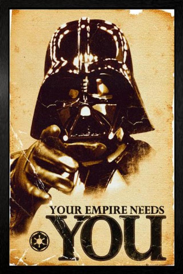 画像をクリックして拡大イメージを表示 Star Wars - Vader Needs You Framed Poster - 94.5x64cm