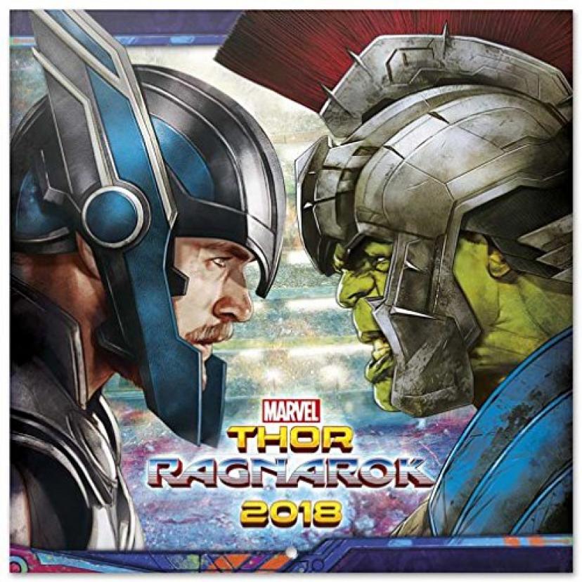 セット: Thor、Ragnarok、公式カレンダー2018 ( 12 x 12インチ)と1 xバッジパック(6 x 4インチ)