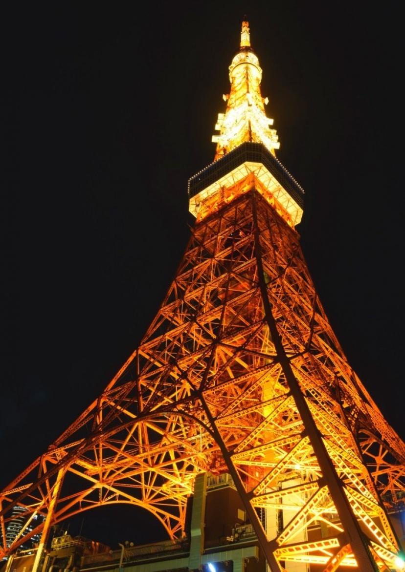 絵画風 壁紙ポスター (はがせるシール式) 東京タワー ライトアップ 夜景 東京オリンピック キャラクロ TKT-003A2 (A2版 420mm×594mm) 建築用壁紙+耐候性塗料