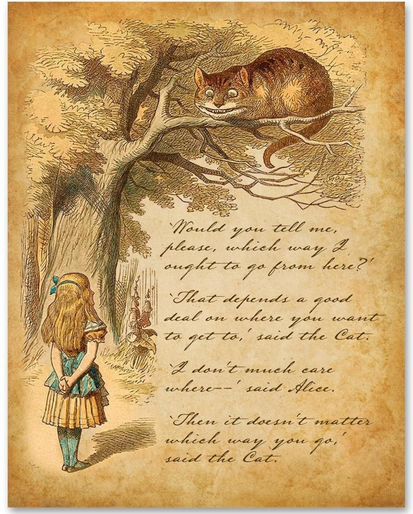 Alice Speaks to Cheshire Cat - 11x14 Unframed Alice in Wonderland Print