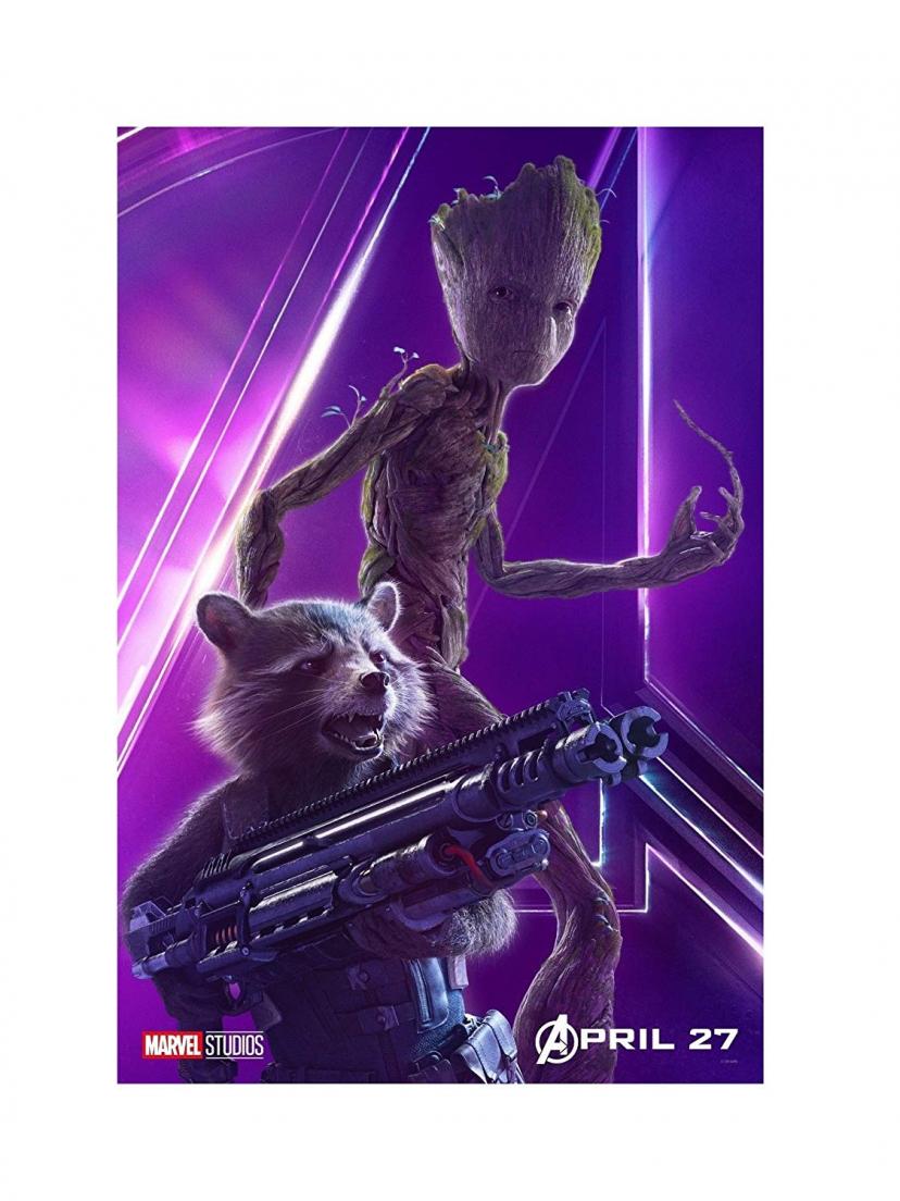 Avengers Infinity War Movie 13x20" 27x40" 32x48" Characters Film Print (Rocket and Groot, 36"x24" (90x60cm))
