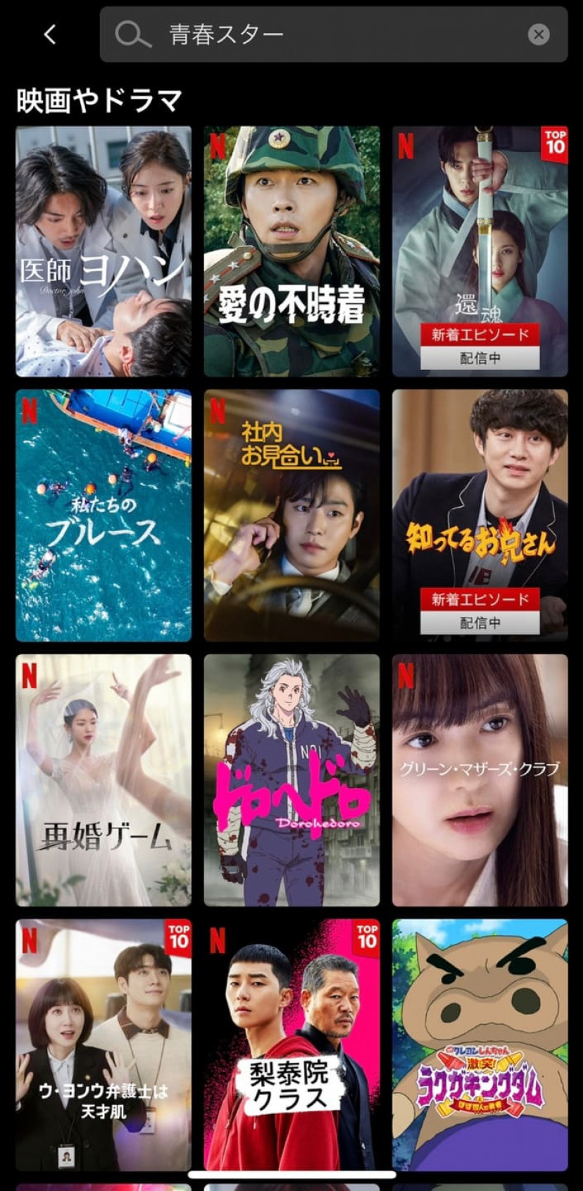 青春スター Netflixスクショ