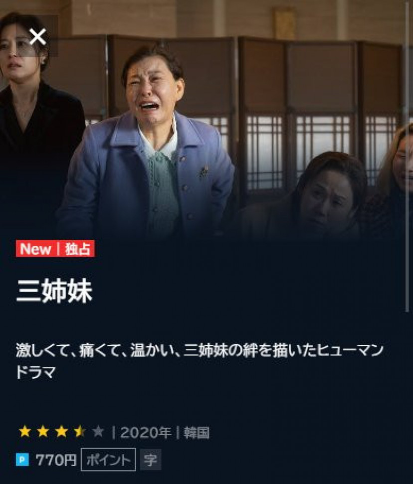 韓国映画 三姉妹 U-NEXT検索