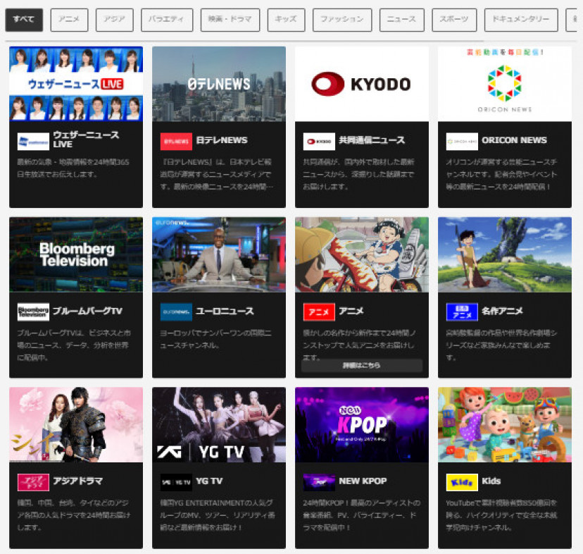 Rチャンネル 視聴番組一覧